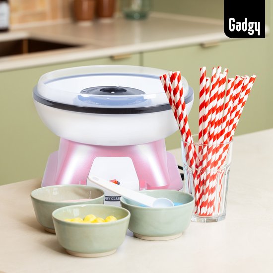 Gadgy Suikerspinmachine Retro Roze, met 10 Stokjes en Maatlepel - Suikerspinmakers - Snoep - Kinderfeestje - Suikerspin Suiker - Cotton Candy — afbeelding 2