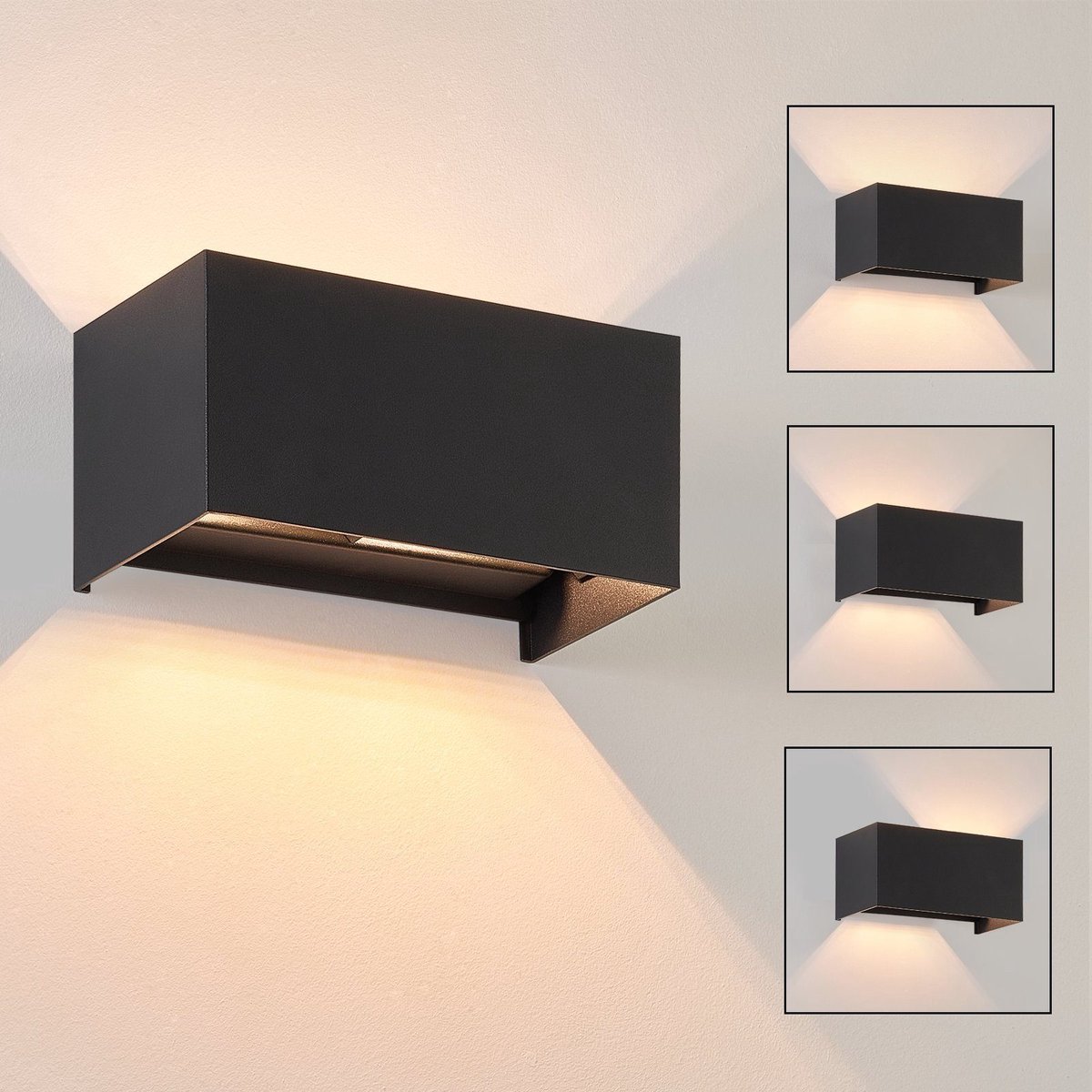 NETTLIFE Wandlamp LED - zwart - moderne - 3000K warm wit - 2xG9 - voor binnen en buiten - IP65 buitenwandlampen - voor trap | gang