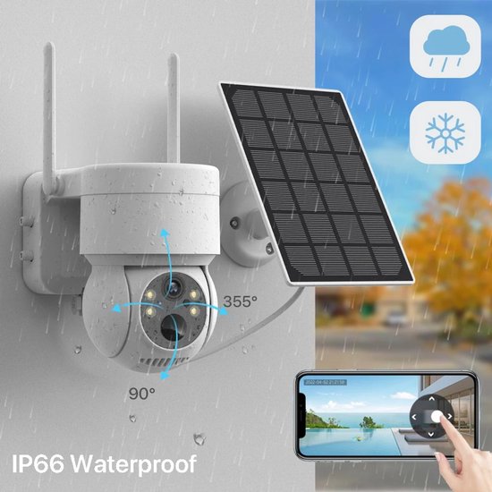 Rumi Buiten camera - Beveiligingscamera - Met nachtzicht - 4MP - Met wifi en app - Zwart - Muur & Dakbevestiging - PTZ functie voor Panoramisch zicht en Zoommogelijkheden van Rumi — afbeelding 3