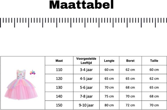 Robe Licorne Joya Beauty® | Robe Unicorn | Robe de princesse arc-en-ciel | Taille 110-116 (120) + Bandeau Unicorn GRATUIT