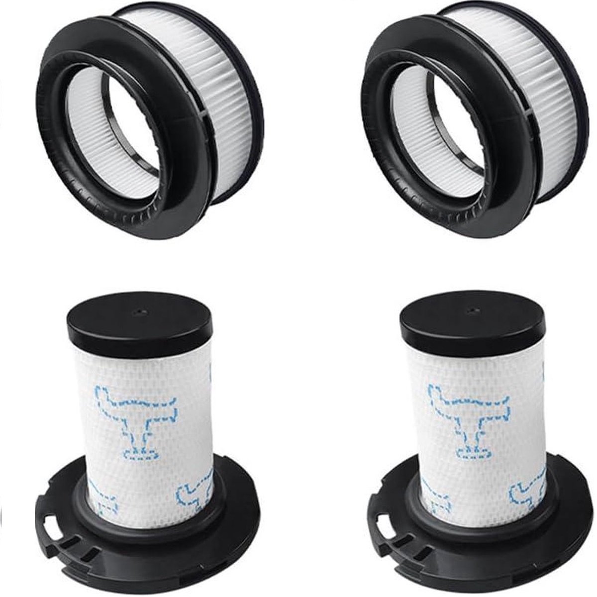 Replacements® filter set geschikt voor Rowenta X-Force Flex 11.6 12.6 14.6 15.6 - ZR009007 - 4 stuks