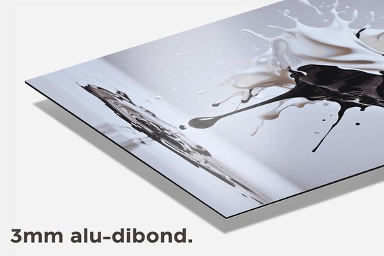 Affiche abstraite - Zwart et Wit - Peinture - Format 50 x 70 cm - Esthétique - Art moderne - Décoration d'intérieur esthétique - 1610 MT - DIBOND 3 mm - Plaque d'aluminium - Panneau mural en métal