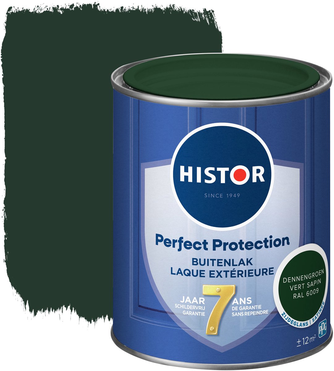 Histor Perfect Protection Buitenlak - Houtlak - Houtverf voor Buiten - Zijdeglans Verf voor Hout - Buitenverf - Dennengroen RAL 6009 - 0.75 L
