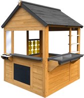 AXI Lynn Speelhuis in Bruin / Antraciet – Houten Speelhuisje met Speelkeuken, Boter, Kaas en Eieren spel en accessoires – FSC hout – Tuinhuisje voor kinderen - 10 jaar garantie!