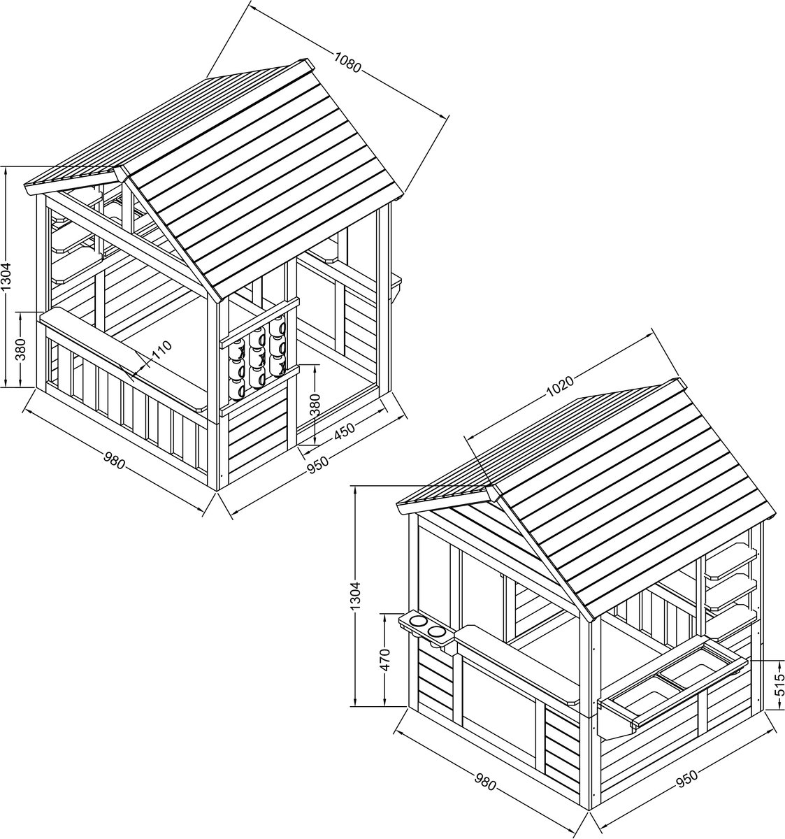 AXI Lynn Speelhuis in Bruin / Antraciet – Houten Speelhuisje met Speelkeuken, Boter, Kaas en Eieren spel en accessoires – FSC hout – Tuinhuisje voor kinderen - 10 jaar garantie! — afbeelding 2