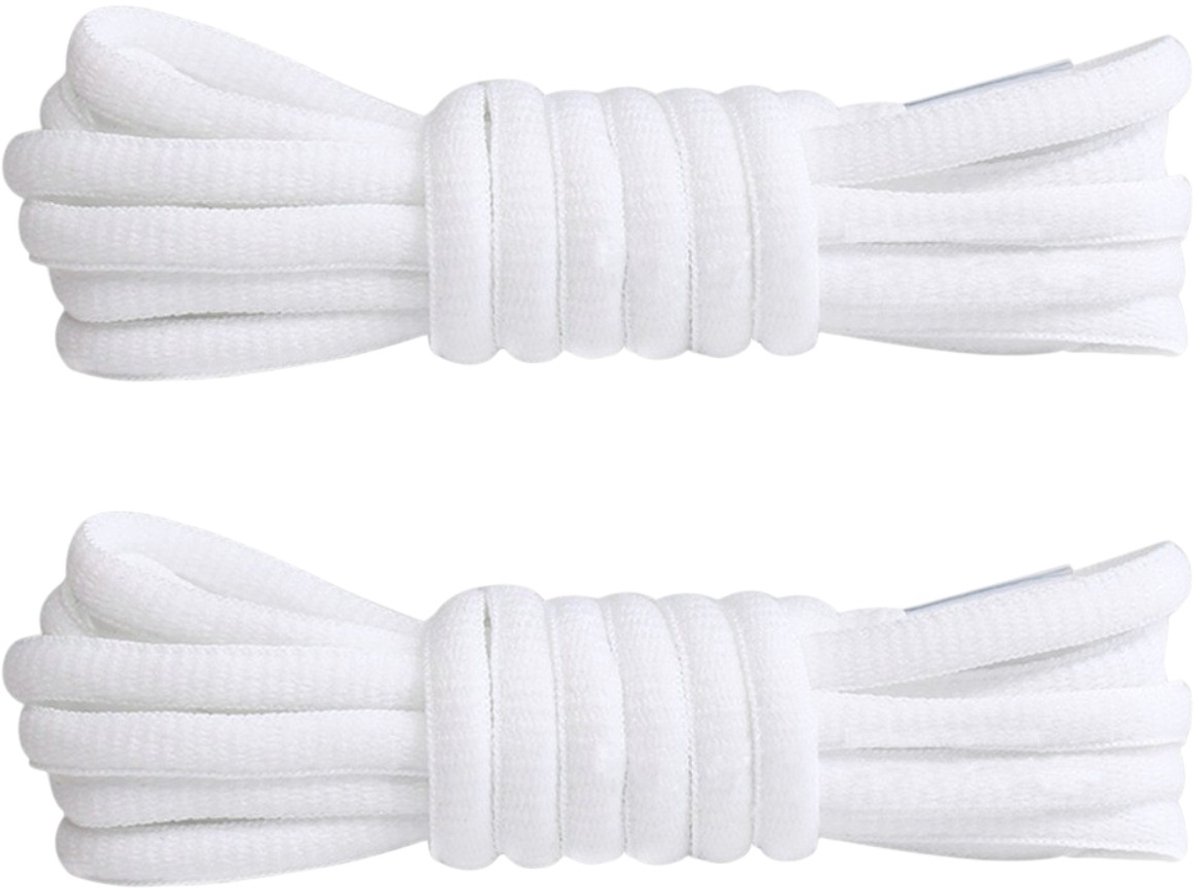 Fako Fashion - Schoenveters - Veters - Ovaal - Soft - 6mm - 100cm - 1 Paar - 2 Stuks - Wit