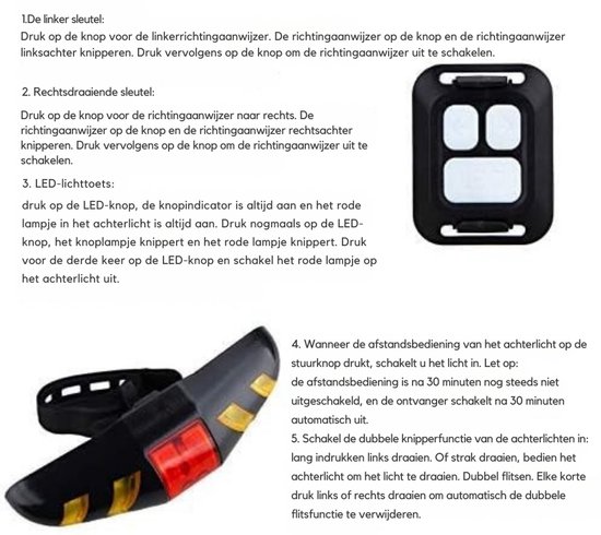 Fiets Achterlicht - LED Verlichting - Veilig Fietsen - Draadloze Afstandsbediening - 17 x 16 cm — afbeelding 3