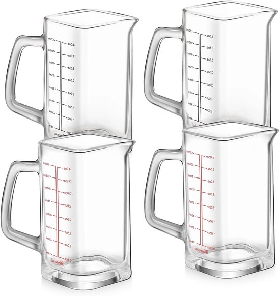 TAMUME 1000 ml maatbeker van glas om te koken, met deksel van bamboe, maatkan voor de keuken (1000 ml