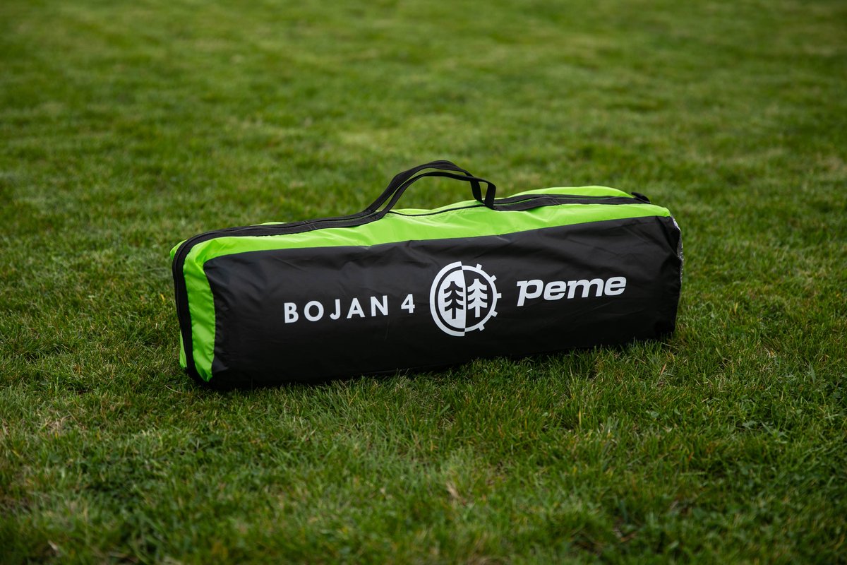 Peme Bojan Koepeltent Tent voor 4 personen, Zwart en groen, 2 ingangen, 2 slaapruimtes, waterdicht, moskitiera, groot voorportaal – foto 8