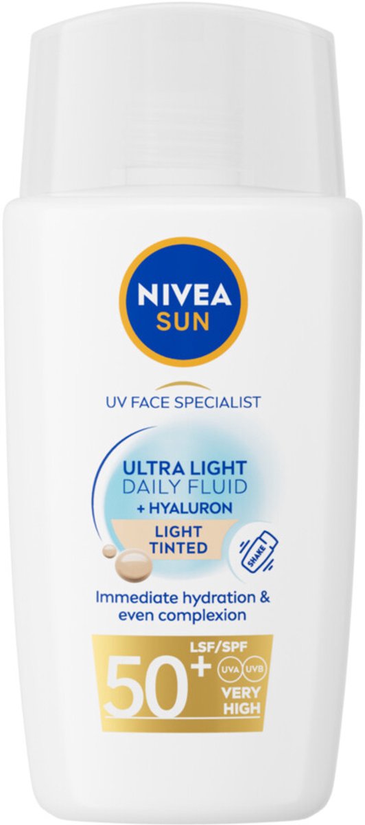Goedkoopste NIVEA SUN UV Face Ultra Light Zonnebrand Gezicht - Light Tinted Zelfbruiner Gezichtszonnebrand - Trekt Snel in - SPF 50 - 40ML