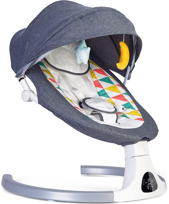 Elektrische Wipstoel - Babyschommel & Schommelstoel met 5 Snelheden - Bluetooth Muziek & Timer - Baby Swing - Veiligheidsnet & Eetplankje