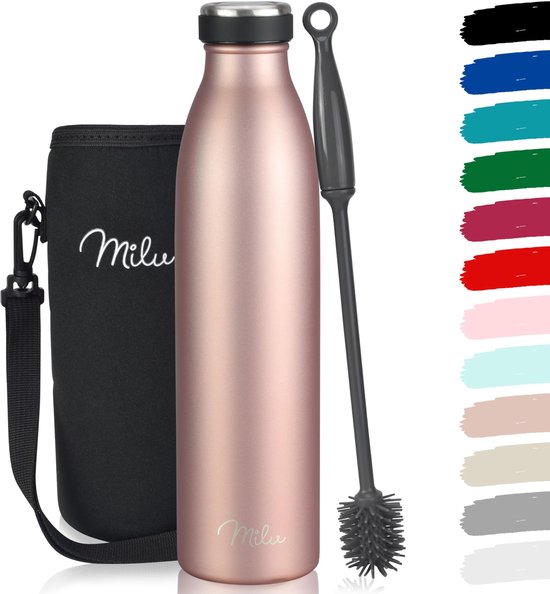 Bouteille isotherme Milu | 350 ml 500 ml 750 ml 1 L 1,5 L | Thermos isolé en acier inoxydable | Bouteille isotherme à double paroi étanche pour boissons chaudes et froides | Thermos adaptées aux boissons gazeuses | Bouteille isolante