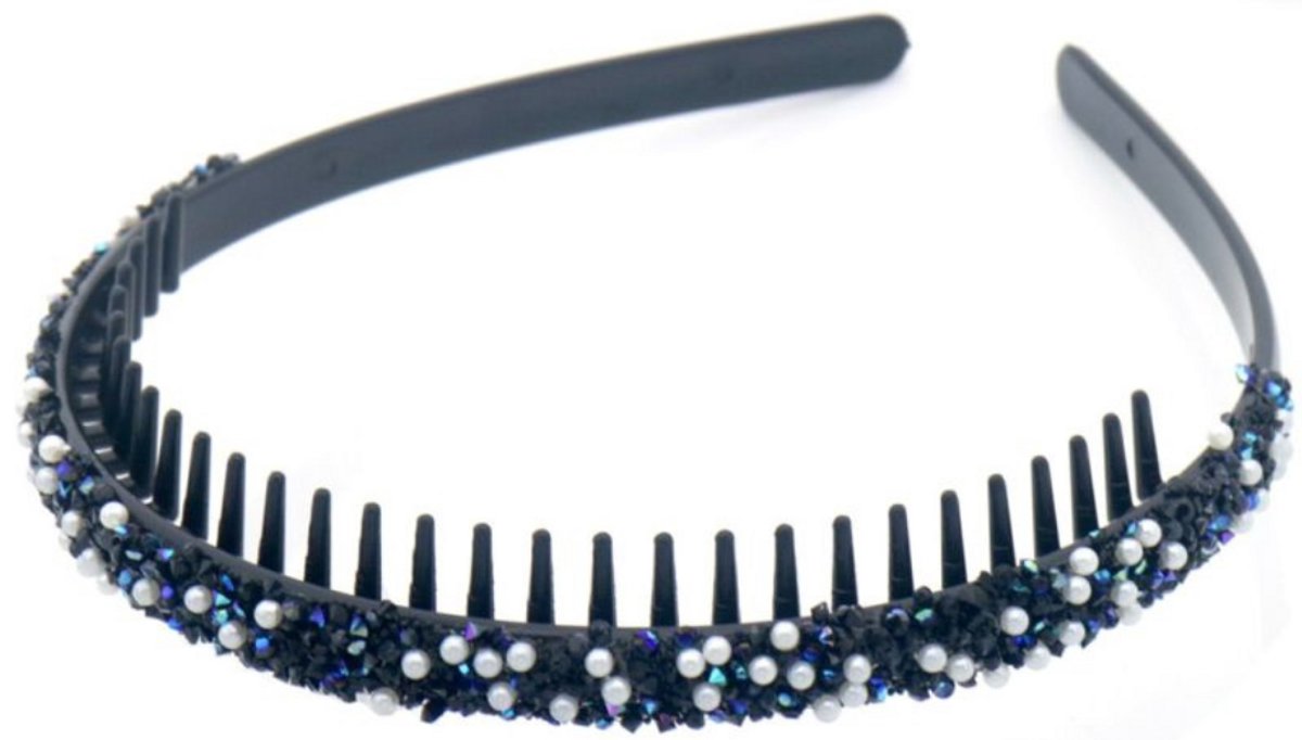 Kristallen Haarband – Diverse kleuren- Zwart – Diadeem met Parels en Glitters