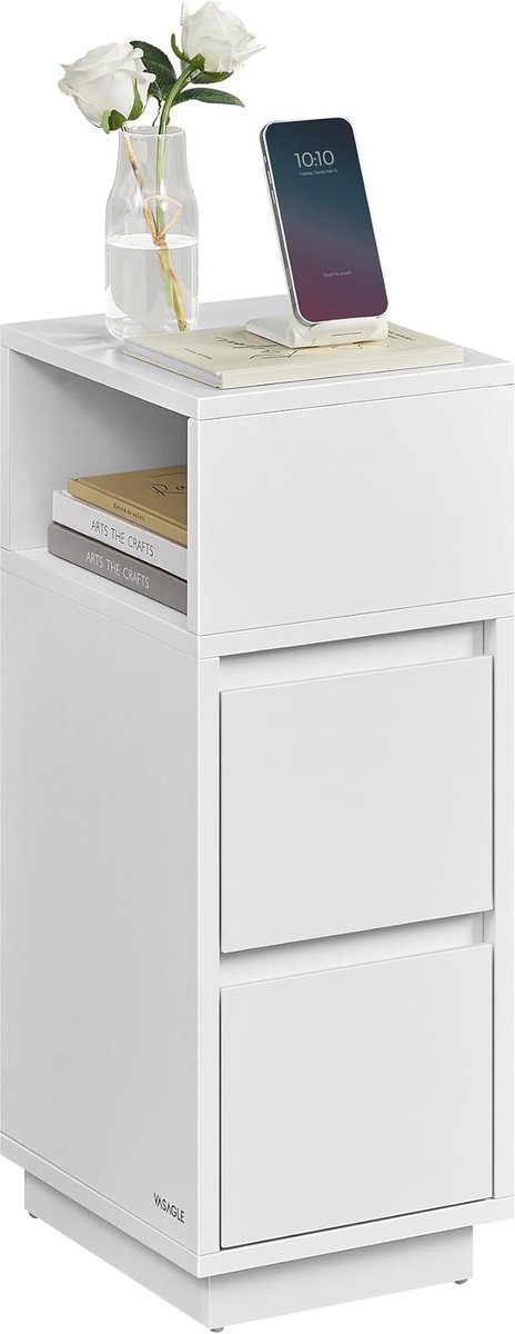 MAZAZU - Nachtkastje - Bijzettafel - 2 Lades - Wit - 30x25x65