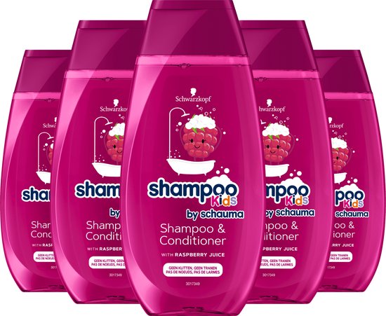 Schwarzkopf Shampoo Kids Raspberry - Haarverzorging - Framboo - Frisse en Milde Geur - Curly Girl Method - Voor Kinderen - Lichaam & Haar - Voordeelverpakking - 6x250ml