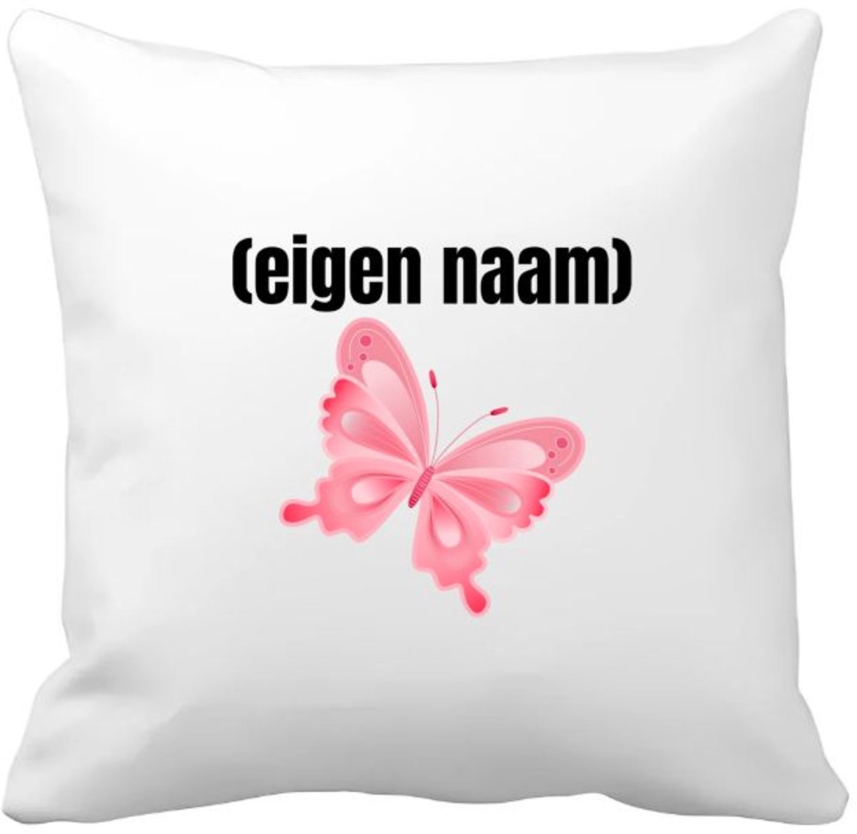 Akyol roze vlinder met eigen naam Kussen hoes - Vlinder - dieren liefhebber - iemand die houdt van vlinders - verjaardag - cadeau - kado - geschenk - 40 bij 40 cm Multicolor
