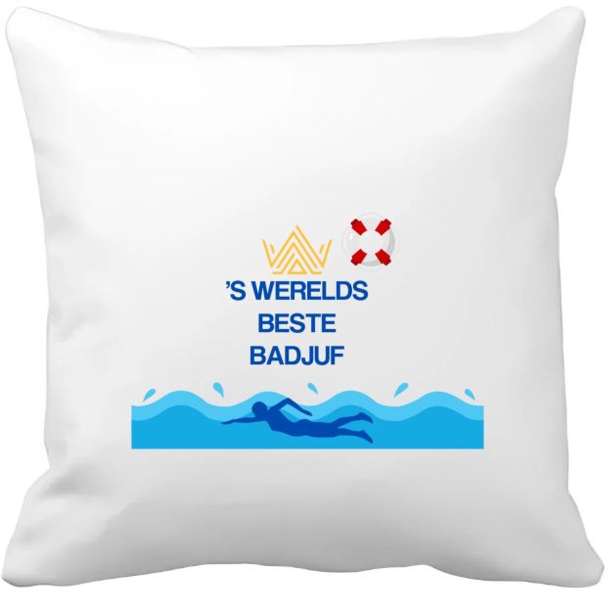 Akyol badjuf cadeau - Kussen hoes - Badjuf - badjuffen en badmeesters- cadeau badjuf - zwemmen - zwemdiploma - cadeau - kado - gift - geschenk - moederdag - lifeguard - 40 bij 40 cm Multicolor