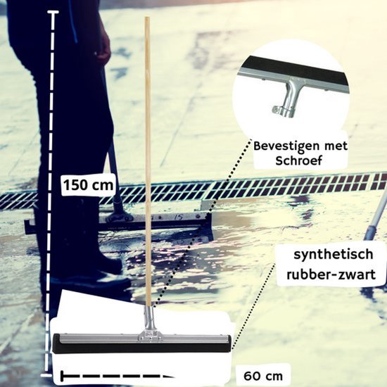 Synx Tools Paardenhaar 80cm + Vloertrekker 60cm met Steel 150cm - Kamerveger - Vloerreiniger - Moppen - Zachte binnenbezem met steel 150cm van Synx Tools — afbeelding 5