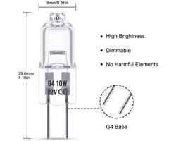 5 stuks G4 Halogeenlamp 12V - 10W | Halogeen Lampjes Insteek - Warm Wit Licht - Dimbaar - Per 5 Halogeenlampen | halogeen lamp voor afzuigkap G4 | halogeen spot G4 lampjes | insteek halogeen G4