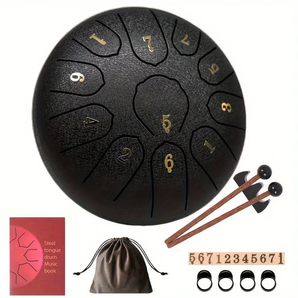 Livano Handpan - Tongue Drum - Steel - Regen - Klankschaal - Zwart