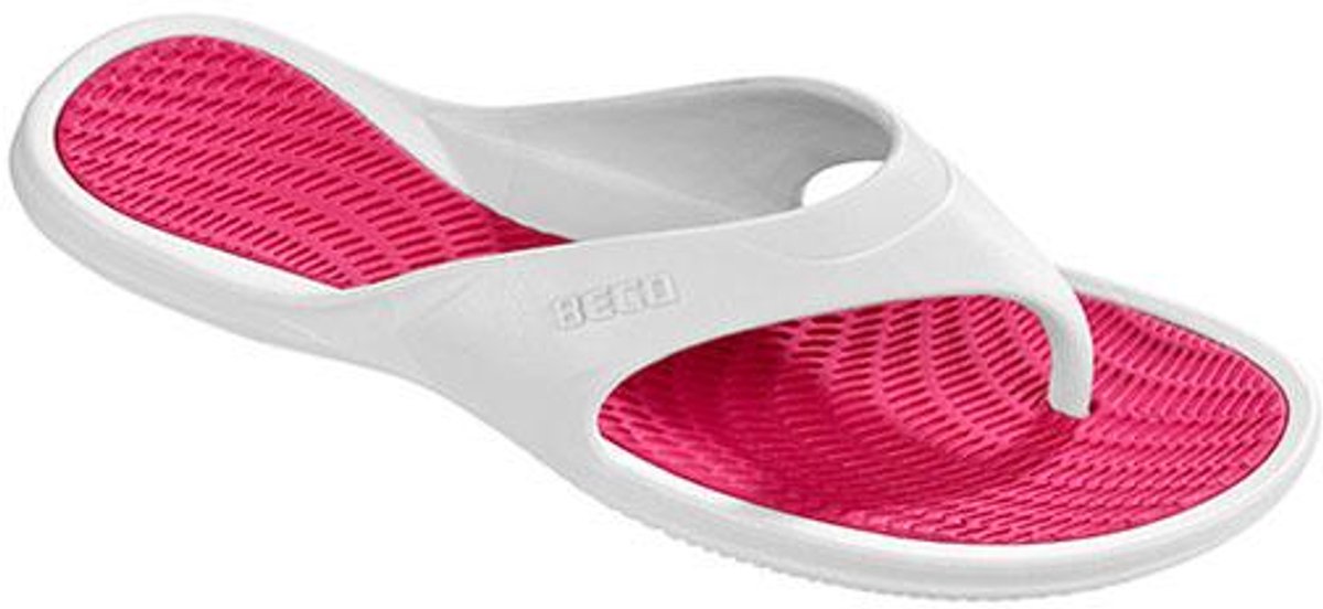 BECO dames teenslippers - wit/roze - maat 36