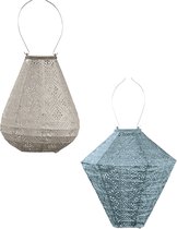 LUMIZ Solar Tuinverlichting - Tuinverlichting op zonne energie - Buitenlampjes - Tuinverlichting op zonneenergie - Buitenverlichting - Buitenlamp - Decoratie - Hortensia Set - 2 stuks - Licht Taupe - Grijs blauw