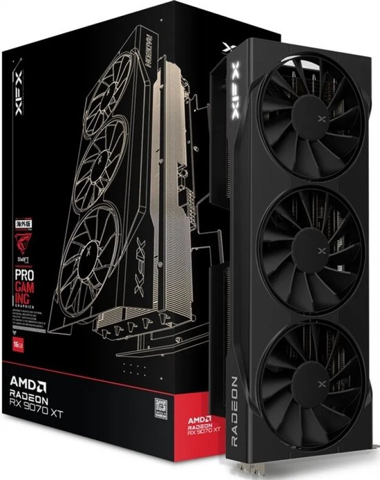 XFX Swift AMD Radeon RX 9070 XT Triple Fan Gaming Edition - Videokaart - 16GB - GDDR6 - PCIe 5.0 - 1x HDMI 2.1b - 3x DisplayPort 2.1a