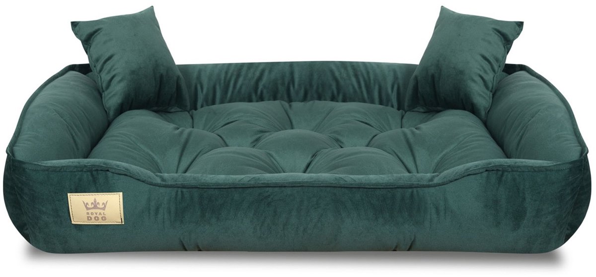 Hondenbed, box, 100x75 cm, donkergroen fluweel