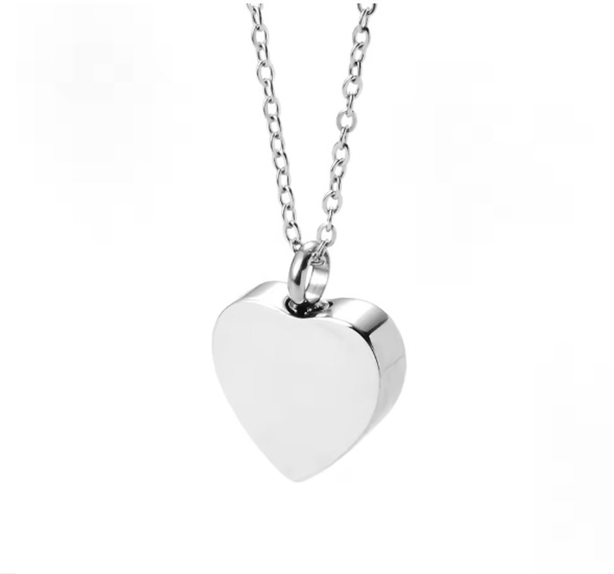Ashanger hart - Ashanger met ketting en vulsetje - Gedenksieraad - Ashanger inclusief Graveren - Zilverkleurig - Petshop Seven®