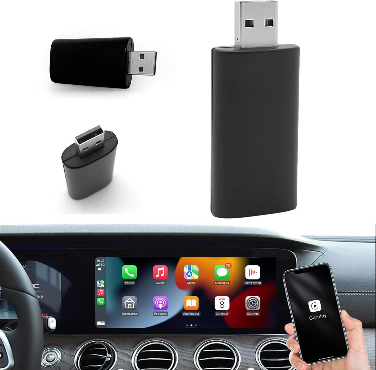 Draadloze CarPlay-adapter voor Automodellen 2016-2023 - Plug & Play voor Eenvoudige Installatie