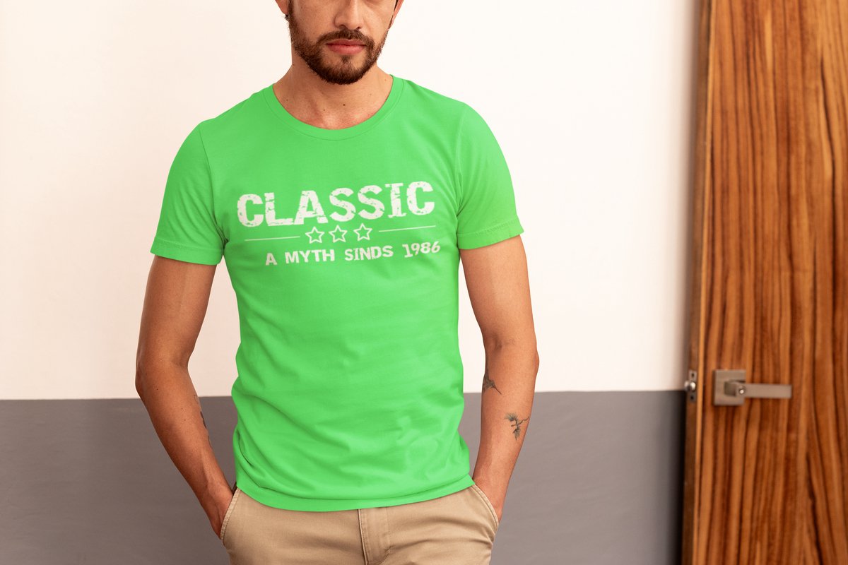 1986 Jaar Groen T-shirt Heren - Maat L - Classic - Verjaardag Cadeau Mannen - Limited Edition