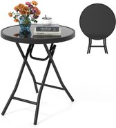 COSTWAY Bijzettafel inklapbaar, kleine klaptafel, tuintafel, ronde balkontafel eettafel voor balkon, tuin, terras, zwart