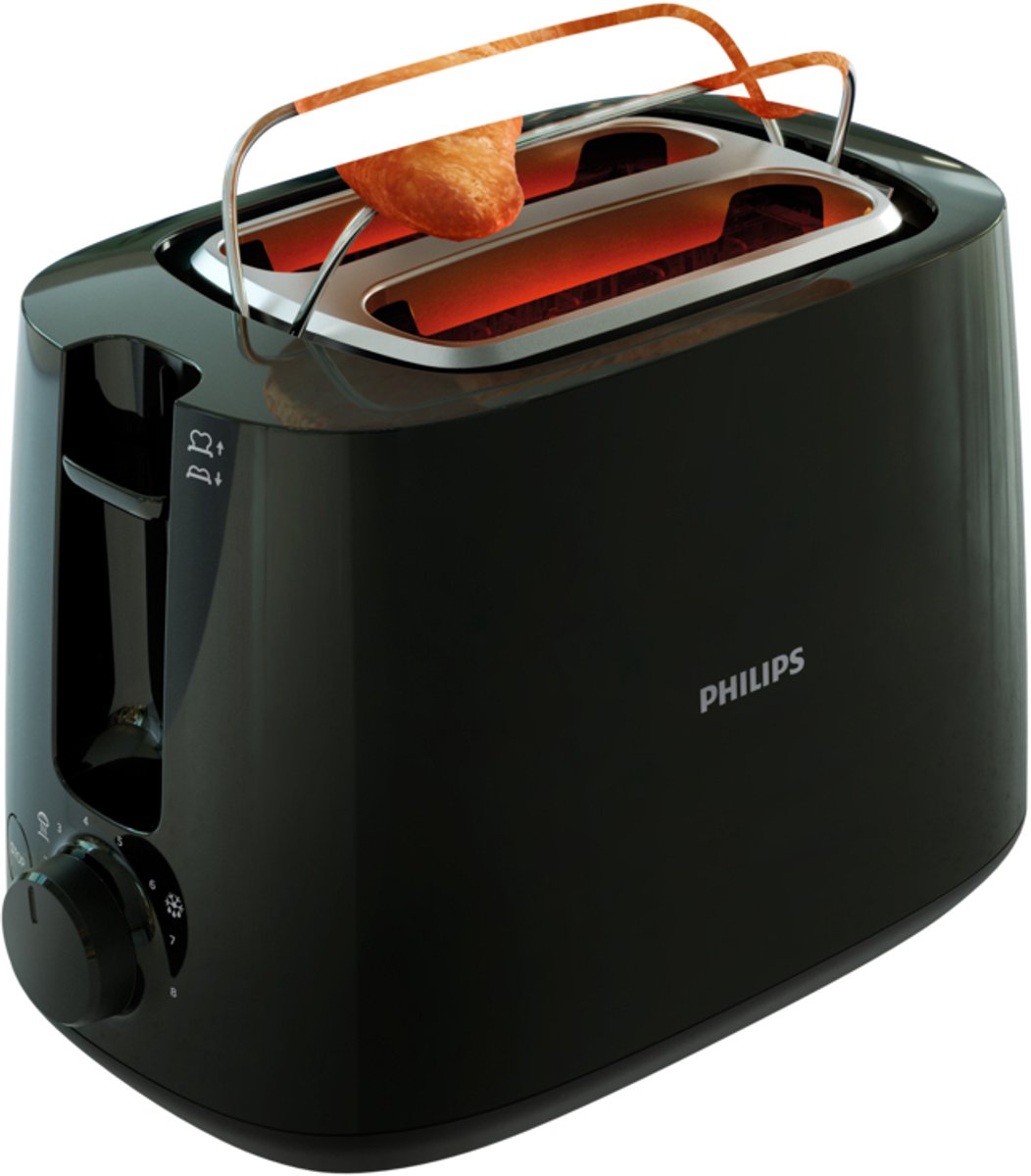 Philips Daily Collection HD2583/90 broodrooster 8 8 snede(n) 600 W Zwart thumbnail 3