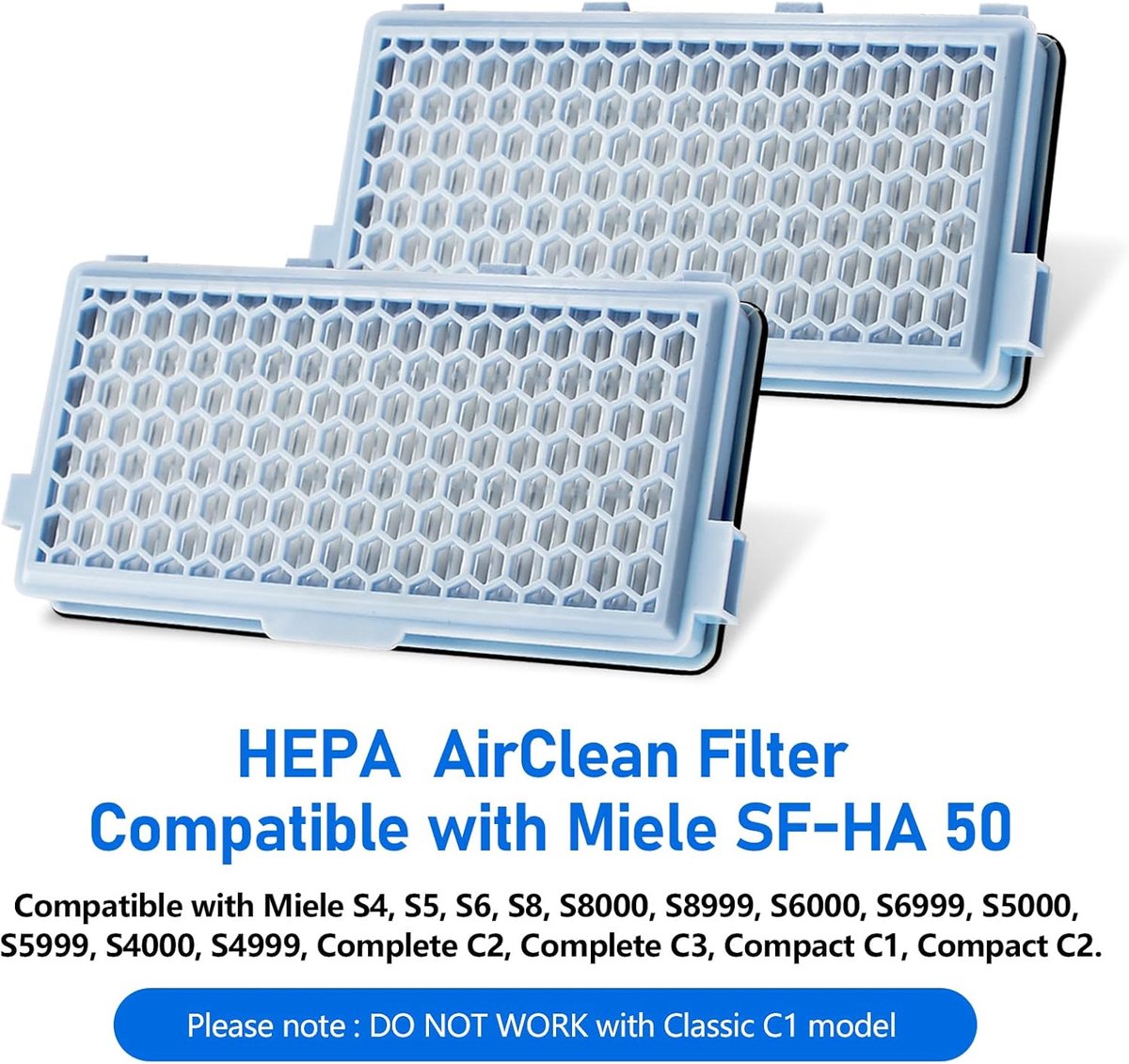 A01R! 2X HEPA-filters voor Miele vacuümfilters Compact C1