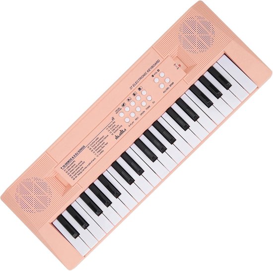 BF-3738 Elektrische piano met 37 toetsen, microfoon en muzikaal toetsenbord en speelgoedcadeau voor beginners, kinderen en studenten(Roze