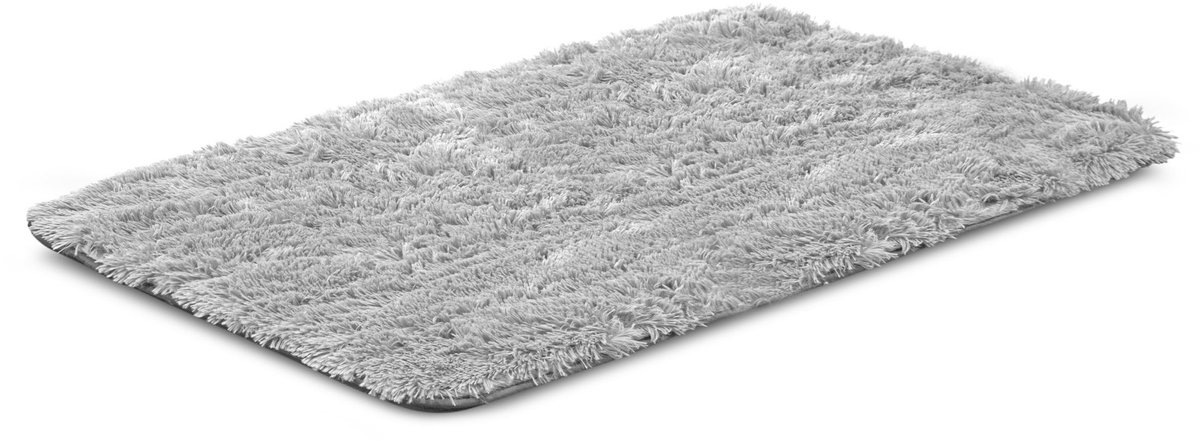 Hondenbedmat 100x70 cm shaggy lichtgrijs antislip