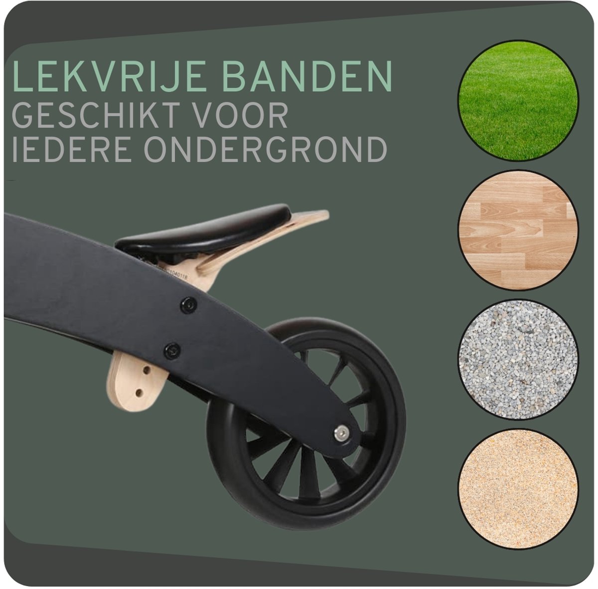 Bandits & Angels Smart Bike Loopfiets Hout 4-in-1 Zwart vanaf 1 jaar - Voor Jongens en Meisjes - Houten Loop Fiets - Omkeerbaar in Driewieler en Tweewieler - Verstelbaar Zadel — afbeelding 6