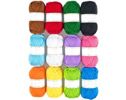 Breiwol | 12 bolletjes wol in verschillende kleuren | Breien | Knutselen | DIY | Hobby