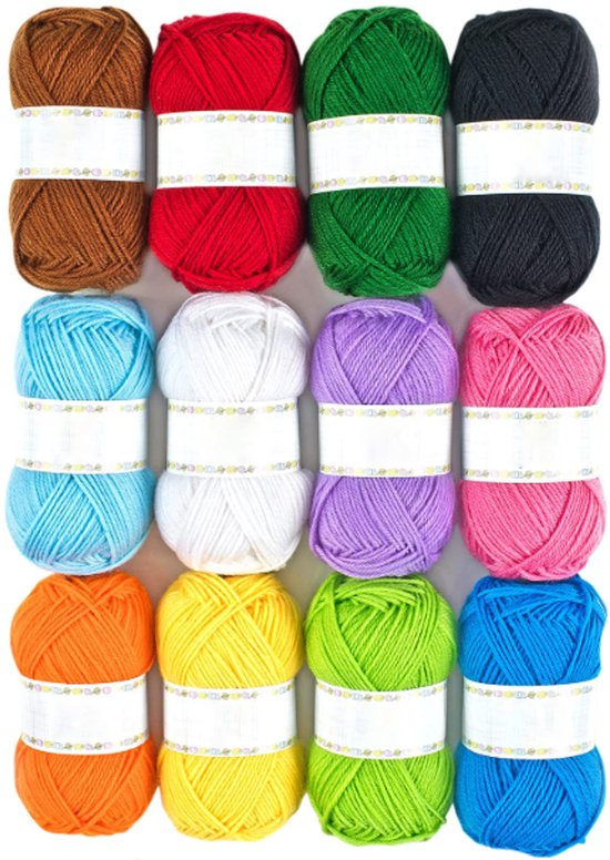 Laine | 12 pelotes de laine de différentes couleurs | Tricot | Bricoler | DIY | Hobby