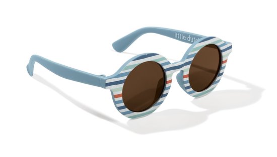 Little Dutch kinderzonnebril rond model met gekleurde strepen - blauw - sunglasses - zonnebril