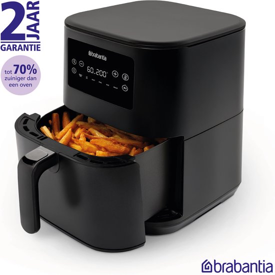 Brabantia Airfryer XXL – 5.7 liter – Digitaal Touchscreen – 6 Kookprogramma’s – Tot 5 Personen – 80ºC tot 200ºC – 1700 Watt – BBEK1137