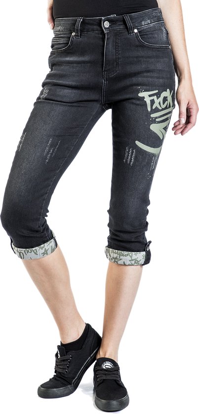ROUGE ROCK-ENGINEERED DESIGN Jean 3/4 gris foncé avec détails graffitis Femme - 31