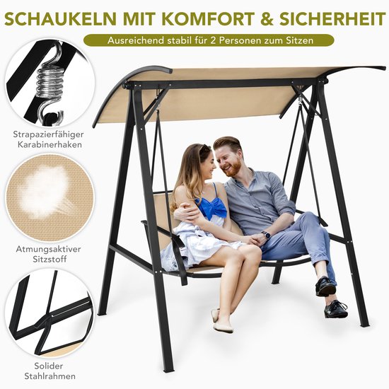 3-zits schommelbank voor op het terras, lange schommel met teakhouten