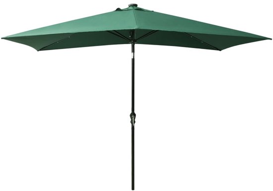 vidaXL Parasol met LED-verlichting en stalen paal 300 cm antraciet