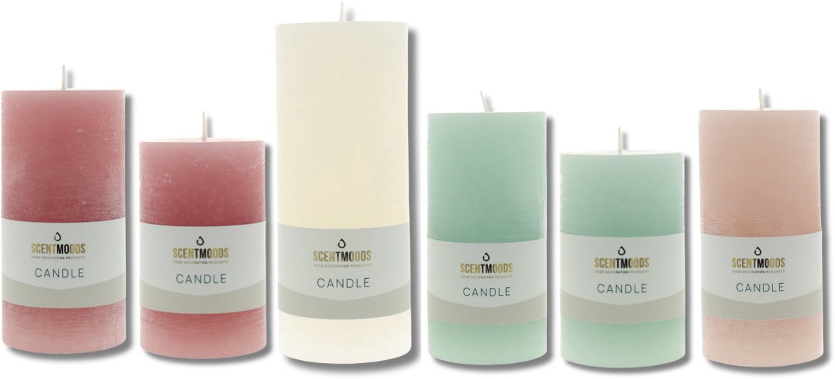 Scentmoods Rustieke Kaars Set Amber Warmth – Warme Tinten Stompkaars en Dinerkaars voor een Knusse Ambiance