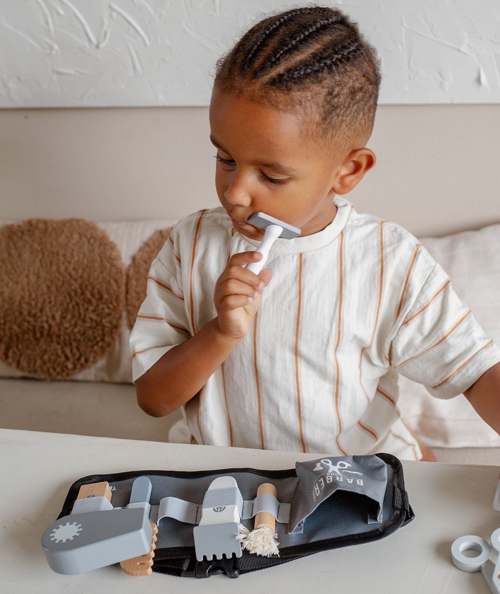 Tryco Houten Barberset - Houten Kappersset en Rollenspel - Stimuleert Fantasierijk Spel en Motoriek - Vanaf 3 Jaar Meerkleurig — afbeelding 7