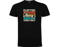 Zwart T-Shirt met Kleurrijke print “ Electrische Gitaren Vibes only– Muziek – Good Vibes “ Print Full Color Maat M