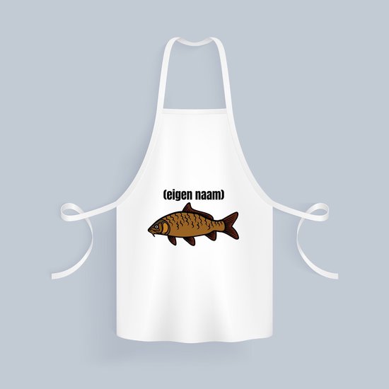 Akyol - vis met eigen naam Keukenschort - Vis - vissen liefhebbers - iemand die houdt van vissen - verjaardag - cadeau - kado - 82 bij 71 cm