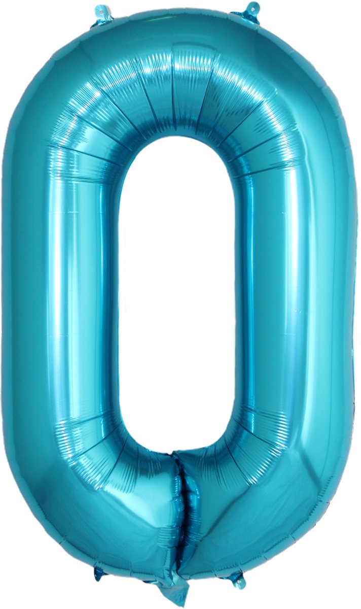 Folie Ballon Cijfer 0 Jaar Cijferballon Feest Versiering Folieballon Verjaardag Versiering Blauw XL 86Cm Met Rietje