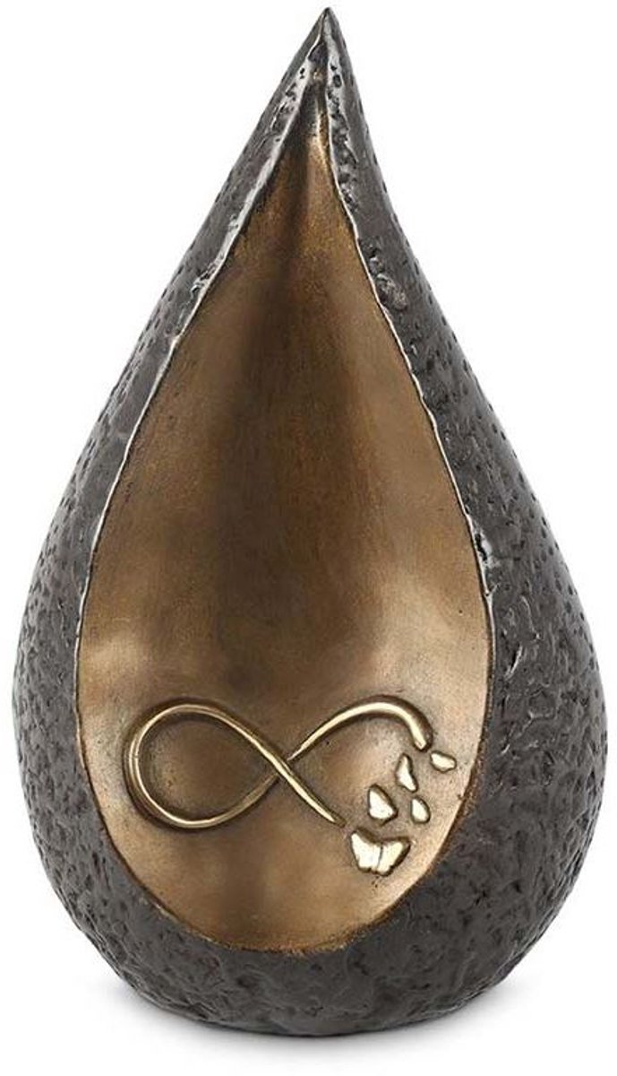 Bronzartes - Druppelvormige urn - Infinity met vlinders - Brons - Voor binnen en buiten - Hoogte 30 cm
